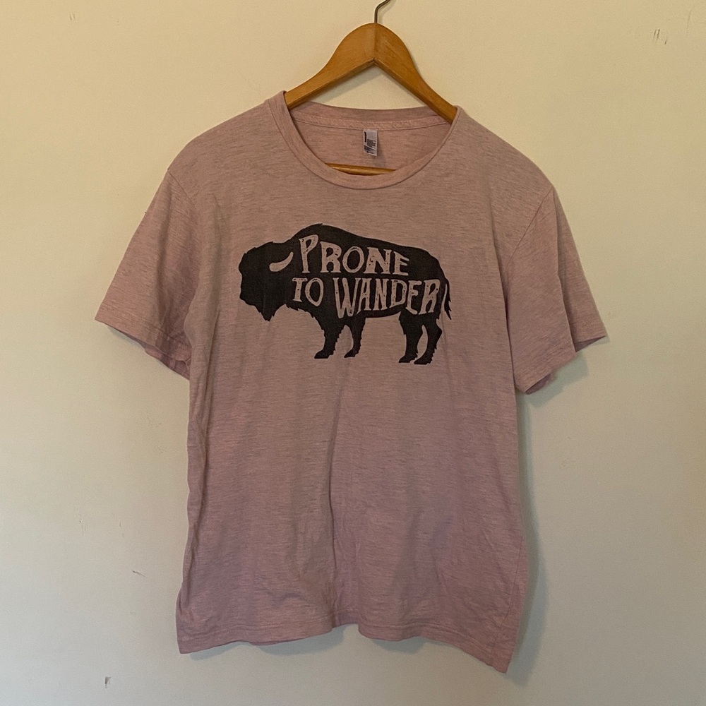 American Apparel Light Pink locally silk screened.